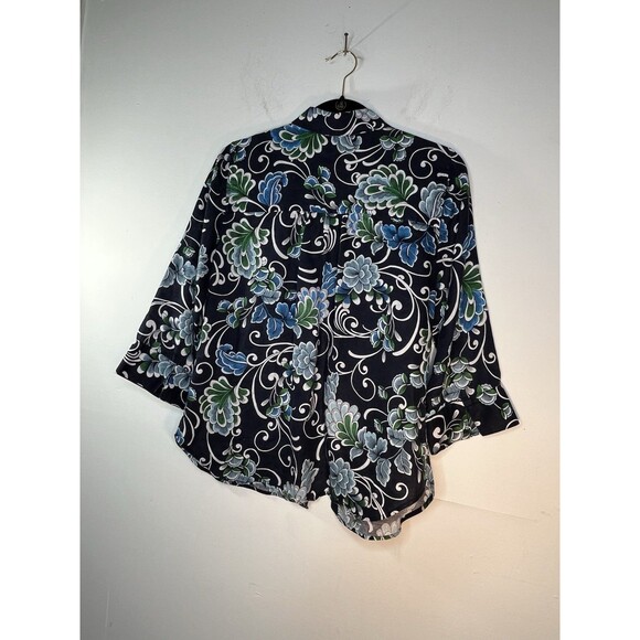 chicos No Iron 100% linen botanical Sketch art print button blouse s 4 0 top - Picture 7 of 8